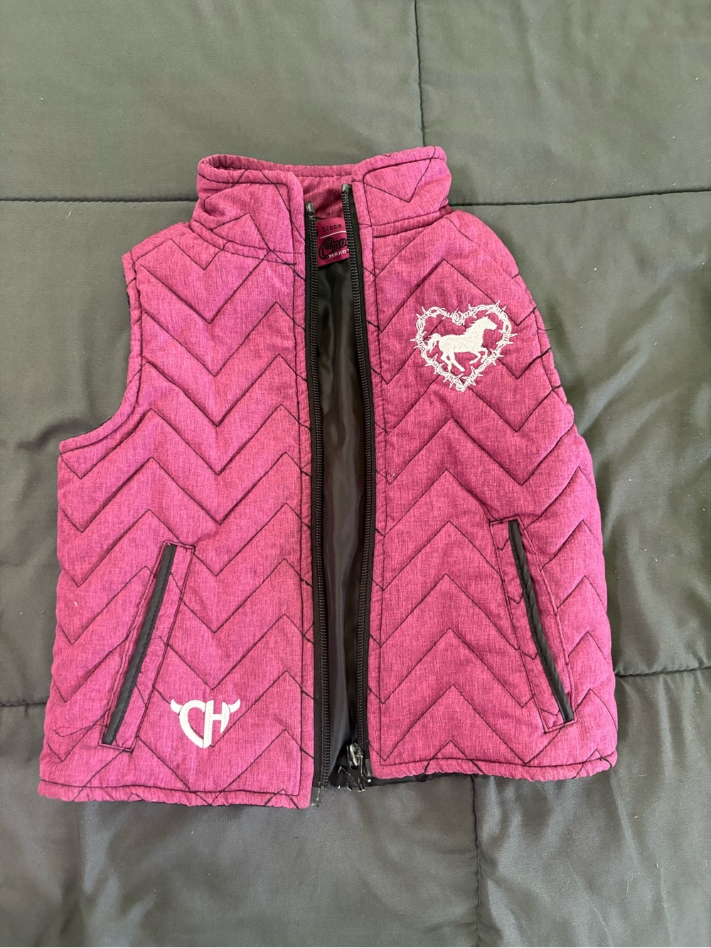 Cowgirl Hardware Pink Quilted Horse Heart Vest